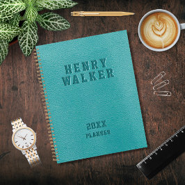 Gepersonaliseerd bedrijf Blauwgroen Vegan Leather Planner