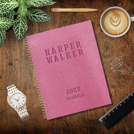 Gepersonaliseerd bedrijf in reliëf Roze Vegan Leat Planner