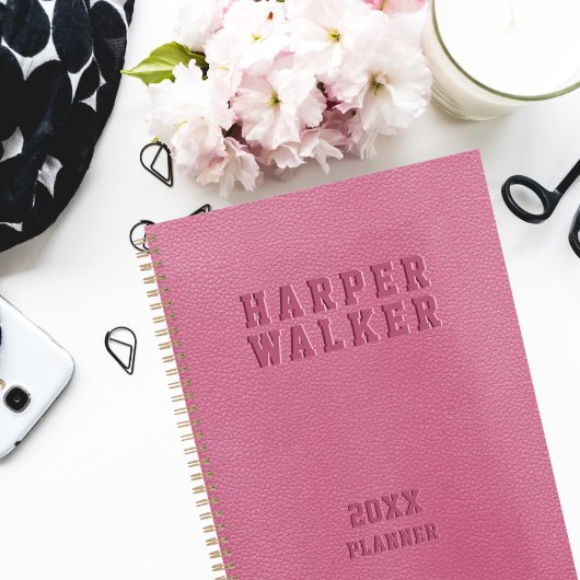 Gepersonaliseerd bedrijf in reliëf Roze Vegan Leat Planner