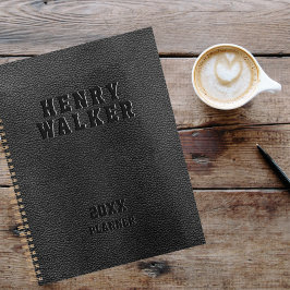 Gepersonaliseerd bedrijf in reliëf zwart Vegan Lea Planner