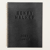 Gepersonaliseerd bedrijf in reliëf zwart Vegan Lea Planner (Voorkant)