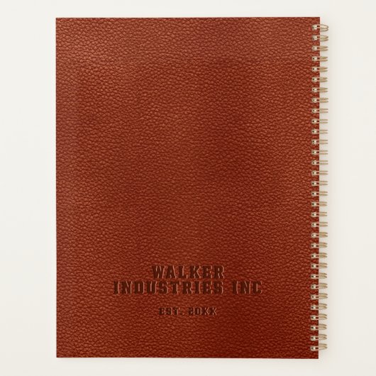 Gepersonaliseerd bedrijf ingegraveerd bruin Vegan  Planner (Achterkant)