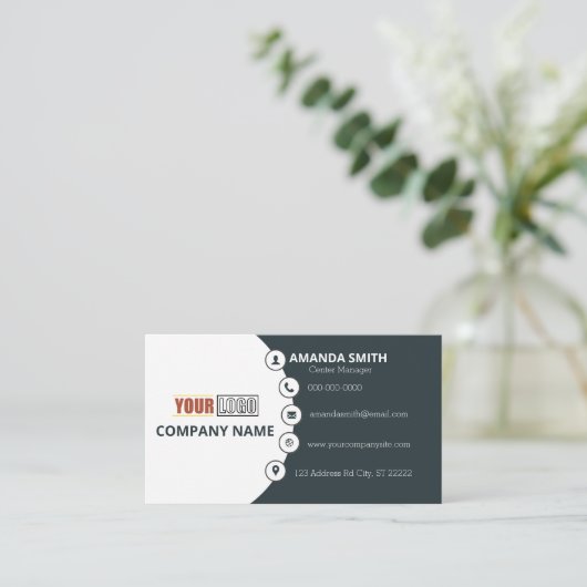 Gepersonaliseerd Bedrijf Logo Medewerker Modern Visitekaartje (Staand voorkant)