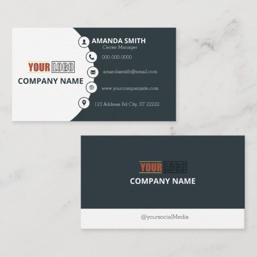 Gepersonaliseerd Bedrijf Logo Medewerker Modern Visitekaartje (Voorkant / Achterkant)