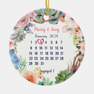 Gepersonaliseerd bedrijf - trouwdatum 3 van 31 keramisch ornament