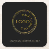 Gepersonaliseerd bedrijfs zwart goud Voeg uw Logo  Kartonnen Onderzetters (Voorkant)