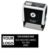 Gepersonaliseerd bedrijfsadres zwart-wit en Logo Zelfinktende Stempel (In situ)