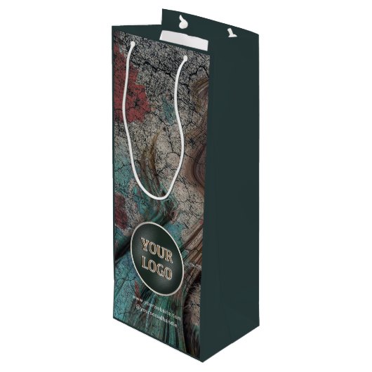 Gepersonaliseerd bedrijfslogo | Eigen merk verpakk Wijn Cadeautas (Achterkant Gekanteld)