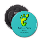 Gepersonaliseerd bedrijfsnaam met grote voetafdruk button flesopener (Voorkant)
