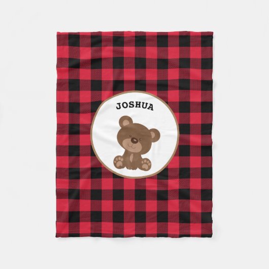 Gepersonaliseerd Beer Buffalo geplakt Lumberjack Fleece Deken (Voorkant)
