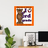 Gepersonaliseerd Beer I houdt van het Poster van d (Thuiskantoor)