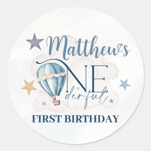 Gepersonaliseerd Beer in een ballon ronde Stickers (Voorkant)
