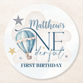 Gepersonaliseerd Beer in een ballonpapier Onderzet Ronde Kartonnen Onderzetter