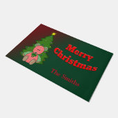 Gepersonaliseerd Beer in Tree Merry Kerstdoormat Deurmat (Schuin)