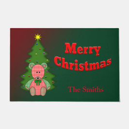 Gepersonaliseerd Beer in Tree Merry Kerstdoormat Deurmat