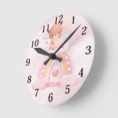 Gepersonaliseerd Beer Meisjes Rainbow Ronde Klok (Hoek)