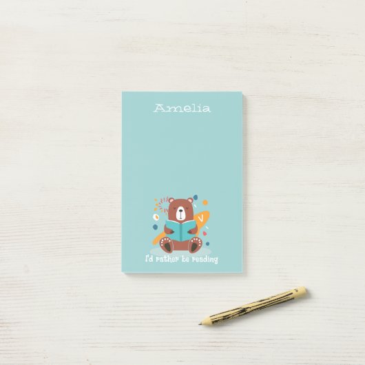 Gepersonaliseerd Beer met Boek Post-it® Notes (Op bureau)