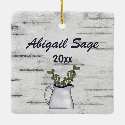 Gepersonaliseerd Beer van het Rustisch Land - Kers Keramisch Ornament (Achterkant)