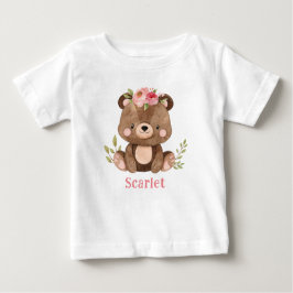 Gepersonaliseerd Beer van Woodland Girl Baby Bodys