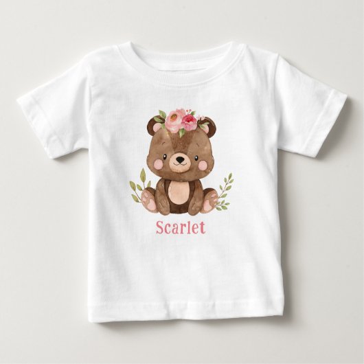 Gepersonaliseerd Beer van Woodland Girl Baby Bodys (Voorkant)
