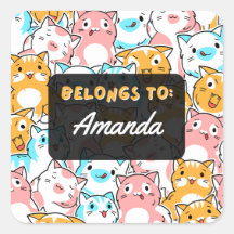Gepersonaliseerd BEHOORT TOT Cat Square Sticker