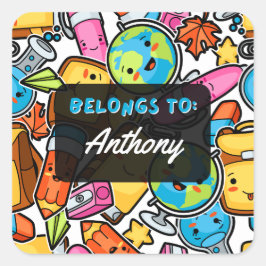 Gepersonaliseerd BEHOORT TOT Kawaii School Sticker