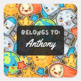 Gepersonaliseerd BEHOORT TOT Kawaii Space Sticker