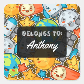 Gepersonaliseerd BEHOORT TOT Kawaii Space Sticker