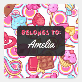 Gepersonaliseerd BEHOORT TOT Kawaii Sweets Sticker