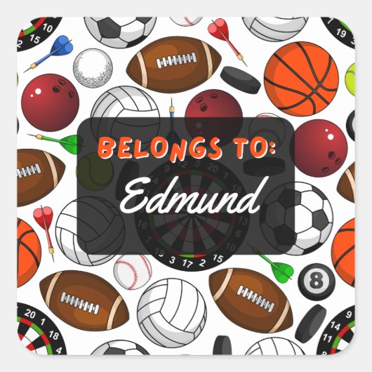 Gepersonaliseerd BEHOORT TOT Sport Sticker (Voorkant)