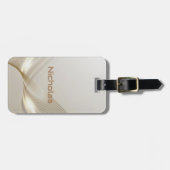 Gepersonaliseerd beige en goudbagagelabel bagagelabel (Voorkant horizontaal)