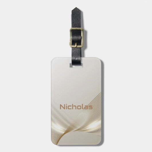 Gepersonaliseerd beige en goudbagagelabel bagagelabel (Voorkant verticaal)