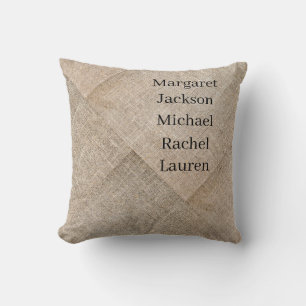 Gepersonaliseerd beige faux linnen kussen
