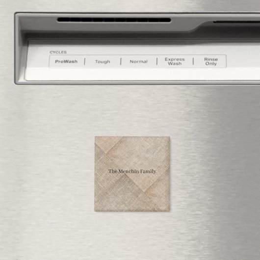 Gepersonaliseerd beige faux linnen magneet (Insitu (Vaatwasser))