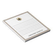 Gepersonaliseerd Beige Linen Monogram Lening Notitieblok (Schuin)