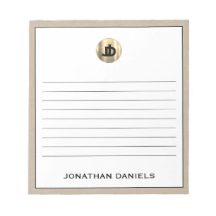 Gepersonaliseerd Beige Linen Monogram Lening Notitieblok