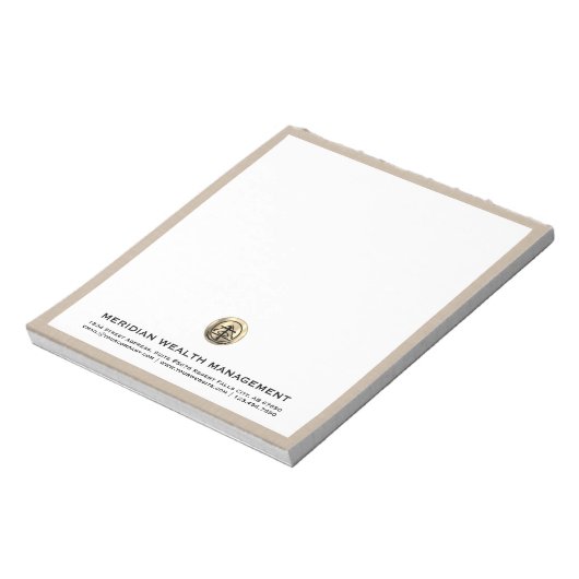 Gepersonaliseerd Beige Linnen Print Notitieblok (Linkerzijde)