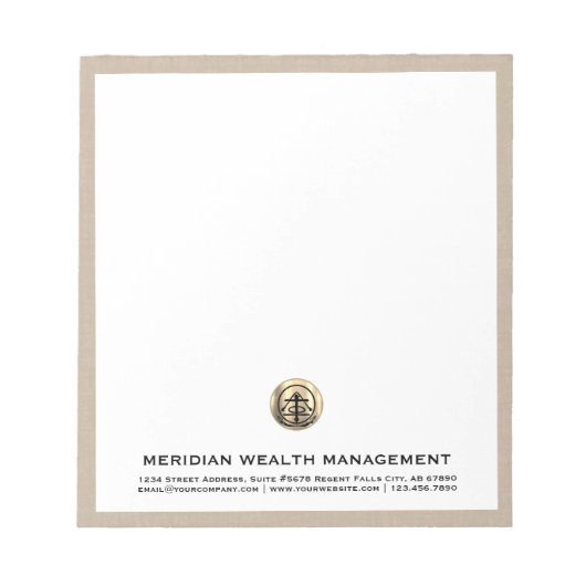 Gepersonaliseerd Beige Linnen Print Notitieblok (Voorkant)