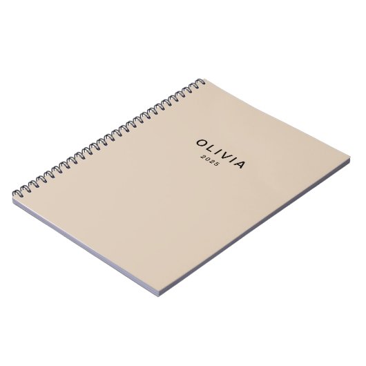 Gepersonaliseerd beige monogram notitieboek (Linkerzijde)