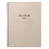 Gepersonaliseerd beige monogram notitieboek (Voorkant)