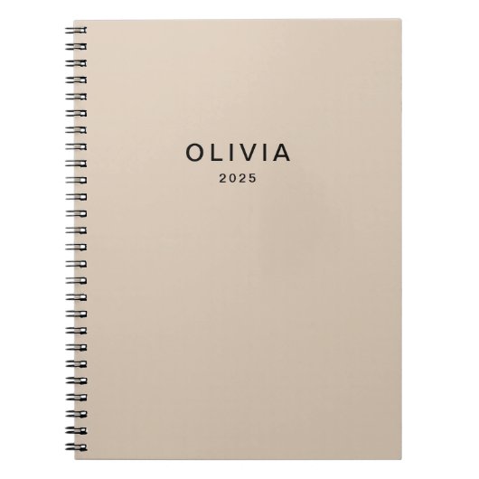 Gepersonaliseerd beige monogram notitieboek (Voorkant)