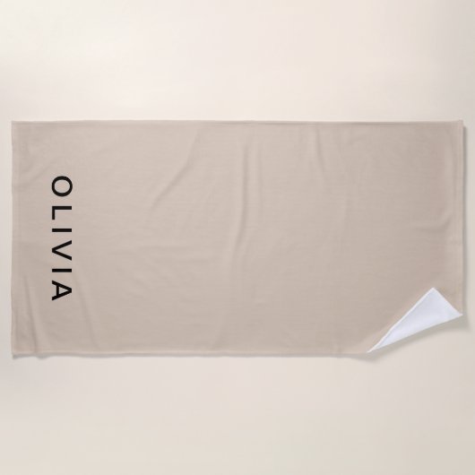 Gepersonaliseerd beige monogram strandlaken (Voorkant)