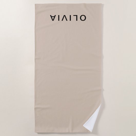 Gepersonaliseerd beige monogram strandlaken (Voorkant)