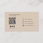 Gepersonaliseerd beige monogram visitekaartje (Achterkant)