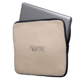 Gepersonaliseerd beige tan Naam monogram elegant Laptop Sleeve (Voorkant Links)