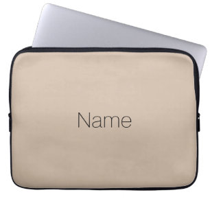 Gepersonaliseerd beige tan Naam monogram elegant Laptop Sleeve
