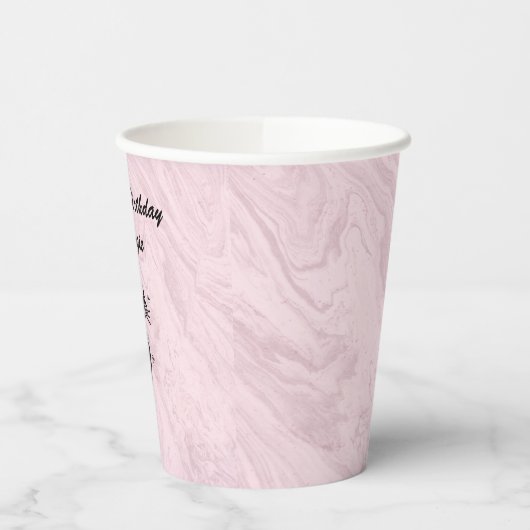 Gepersonaliseerd bekerbekertje met roze retro atoo papieren bekers (Links)