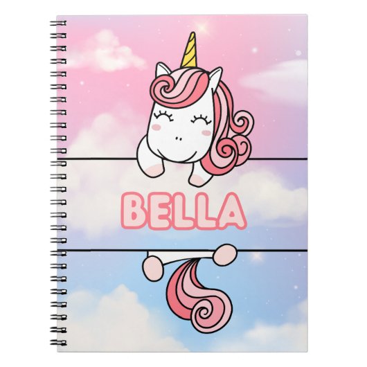 Gepersonaliseerd Bella Unicorn Girlie Notitieboek (Voorkant)