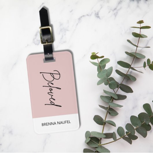 Gepersonaliseerd Beloved Blush Pink Christelijk Fa Bagagelabel
