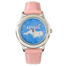 Gepersonaliseerd Beluga Whale Blue, White Arctic O Horloge